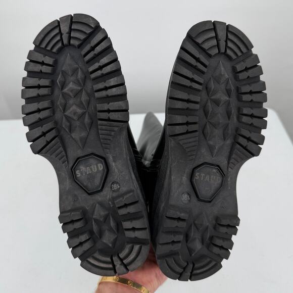 Staud Bow Leather Black Tall Platform Boots Women's Size 36.5 - Picture 8 of 12